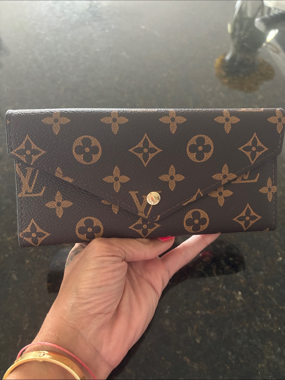 Monogram Envelope Wallet - Dark Brown & Light Brown